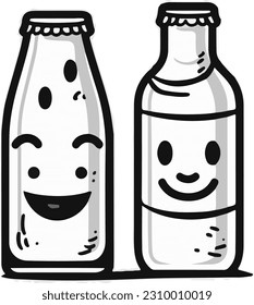 draw of an bottles vector. line art bottles. black and white color