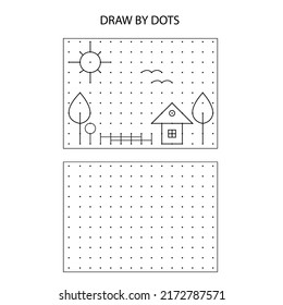 Draw by dots tasks for children