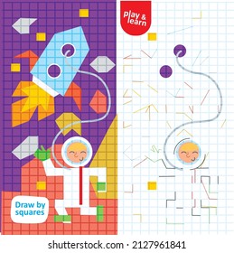 Dibujar por astronautas en juego de niños de arte espacial