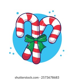 Draw cartoon candy cane stick lollypop striped dessert food illustration vector icon celebrate christmas and winter isolated concept