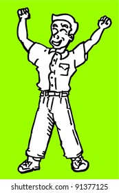 Draw of cartoon happy man