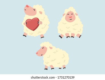 Draw a cartoon lamb as a vector, able to be used with various media and designs.