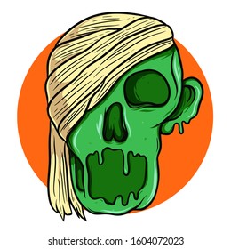Draw cartoon zombie head vector illustration.