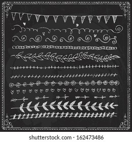 draw chalkboard chalk border frame line ornament doodle illustration drawn fingers drawn vector straight frame set and design element on a blackboard draw chalkboard chalk border frame line ornament d