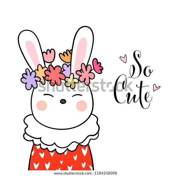 Draw Character Design Cute Rabbit Beauty Animals Wildlife Stock