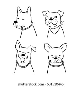 Draw character design outline of cute dog.