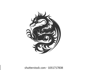 Draw character dragon body made with lines isolate on white background.Vector illustration EPS 10.