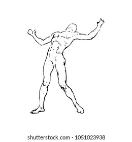 Draw character  human body made with linesis olate on white background.Vector illustration EPS 10.