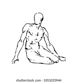 Draw character  human body made with linesis olate on white background.Vector illustration EPS 10.