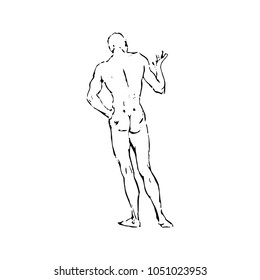 Draw character  human body made with linesis olate on white background.Vector illustration EPS 10.