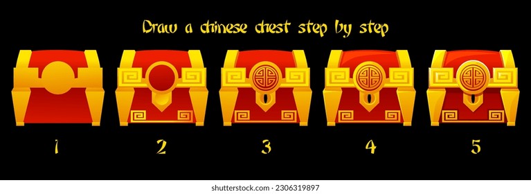 Draw a chinese chest step by step