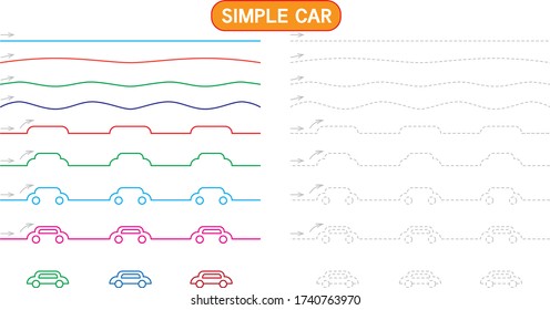 Draw color a simple car. Game. Classes for the smallest kids 1-3 years. Repeat the lines. Just print it. Coloring book