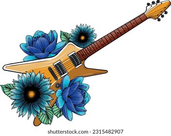 dibujo coloreado Diseño vectorial de guitarra eléctrica