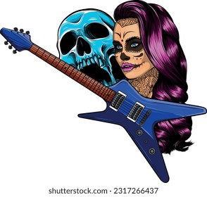 draw colorful Electric guitar vector illustration design