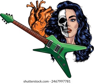 draw colorful Electric guitar vector illustration design