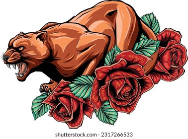 draw colorful feline cougar. vector illustration design