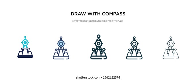 draw with compass icon in different style vector illustration. two colored and black draw with compass vector icons designed in filled, outline, line and stroke style can be used for web, mobile, ui