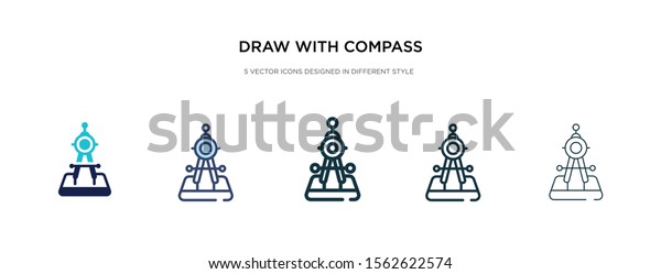 draw with compass icon in different style vector\
illustration. two colored and black draw with compass vector icons\
designed in filled, outline, line and stroke style can be used for\
web, mobile, ui