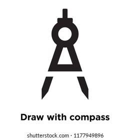 Draw with compass icon vector isolated on white background, logo concept of Draw with compass sign on transparent background, filled black symbol