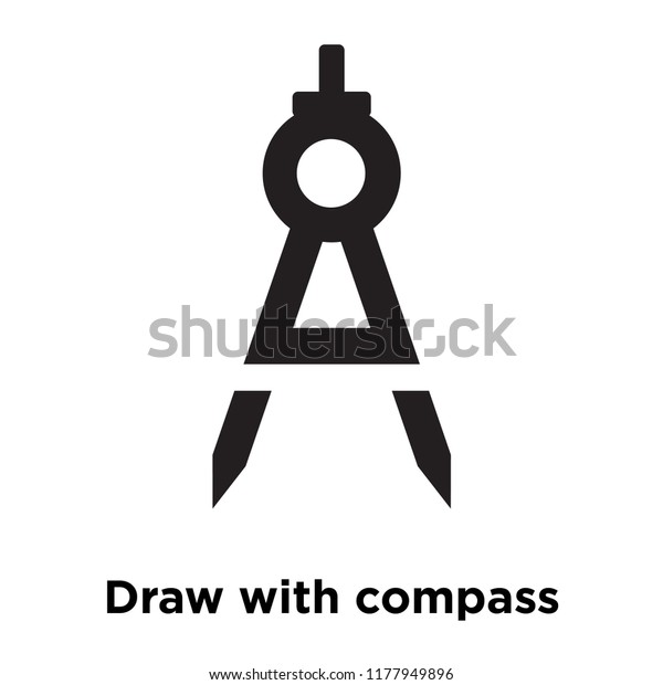 Draw with compass icon vector isolated on white\
background, logo concept of Draw with compass sign on transparent\
background, filled black\
symbol