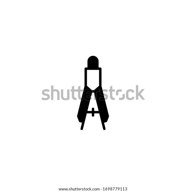 Draw with compass vector icon in\
black solid flat design icon isolated on white\
background