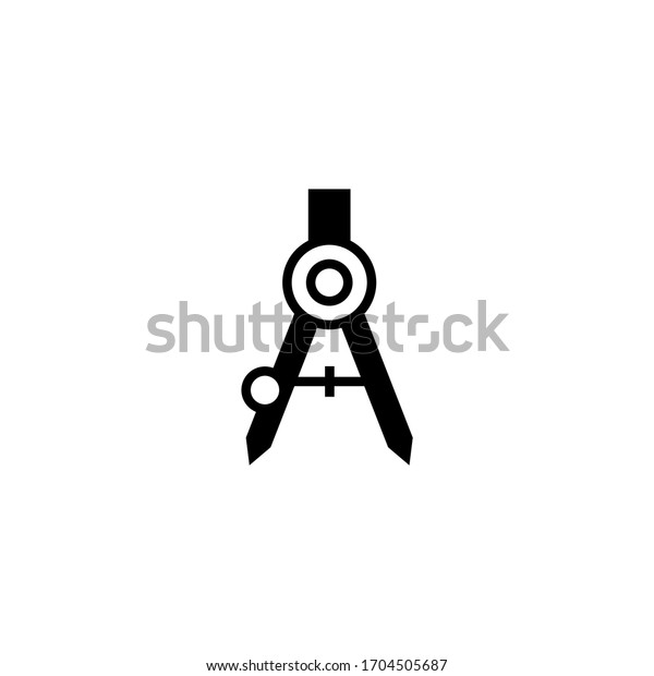 Draw with compass vector icon in\
black solid flat design icon isolated on white\
background