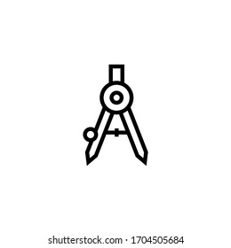 Draw with compass vector icon in linear, outline icon isolated on white background