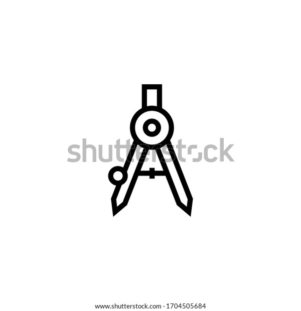Draw with compass vector icon in linear,\
outline icon isolated on white\
background