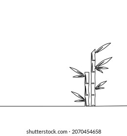 Draw a continuous line of bamboo. concept of nature. vector illustration