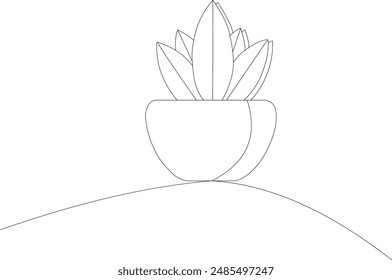 Draw a continuous line depicting the hand paper plant