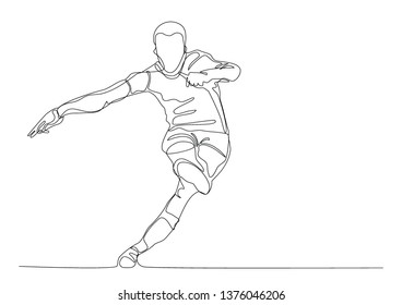 Continuous Line Drawing Football Player Sports Stock Vector (Royalty ...