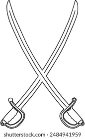 Draw a continuous line of hands depicting crossed swords