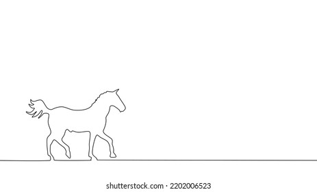Dibujar una línea continua de caballos aislados sobre un fondo blanco. ilustración vectorial
