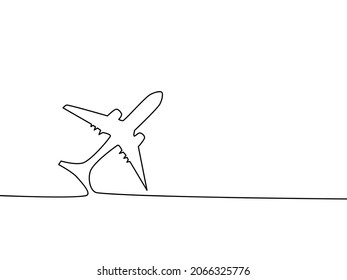 Draw a continuous line of the plane. Airplane logo template. vector illustration