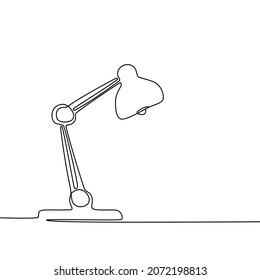Draw a continuous line of the table lamp. Light bulb. Vector illustration