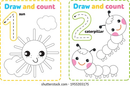 Draw and count numbers one and two