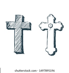 Draw the cross symbol is a cartoon and then create a vector. : image vectorielle de stock