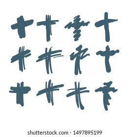 Draw the cross symbol is a cartoon and then create a vector.