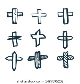Draw the cross symbol is a cartoon and then create a vector.