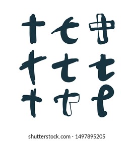 Draw the cross symbol is a cartoon and then create a vector.