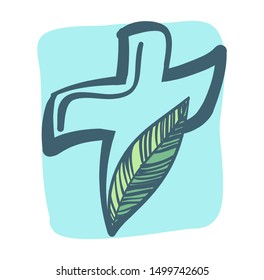 Draw the cross symbol is a cartoon and then create a vector.