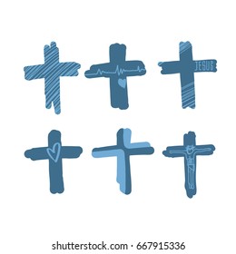 Draw the cross symbol is a cartoon and then create a vector. 