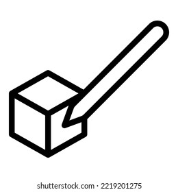 Draw cube icon outline vector. Pen digital. Tablet stylus