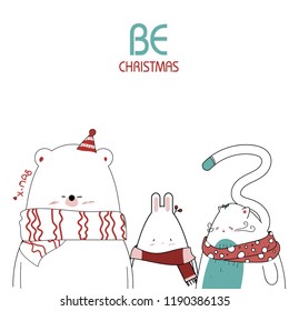 Draw cute animal for Christmas day