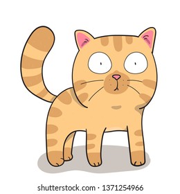 Draw cute cat on white background.