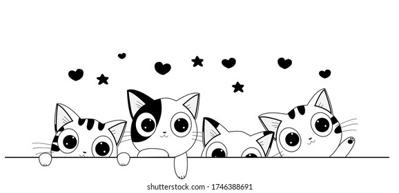 draw cute cat on white