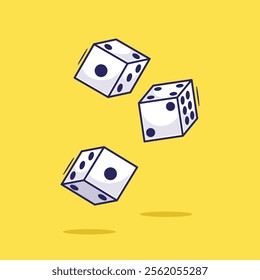 Draw cute dice or cube cartoon illustration vector for game play roll on board games. White dice illustration icon mascot symbol with simple concept 