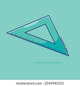 Dibuja un instrumento de medición lindo o una Ilustración vectorial de Regla triangular. Material escolar estacionario