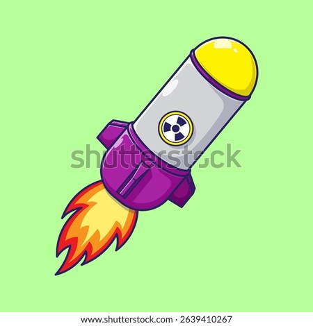 Draw cute nuclear atomic bomb vector graphic illustration cartoon isolated. Rocket bomb sign vector with simple style concept