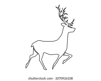 Draw a deer line on a white background. vector illustration